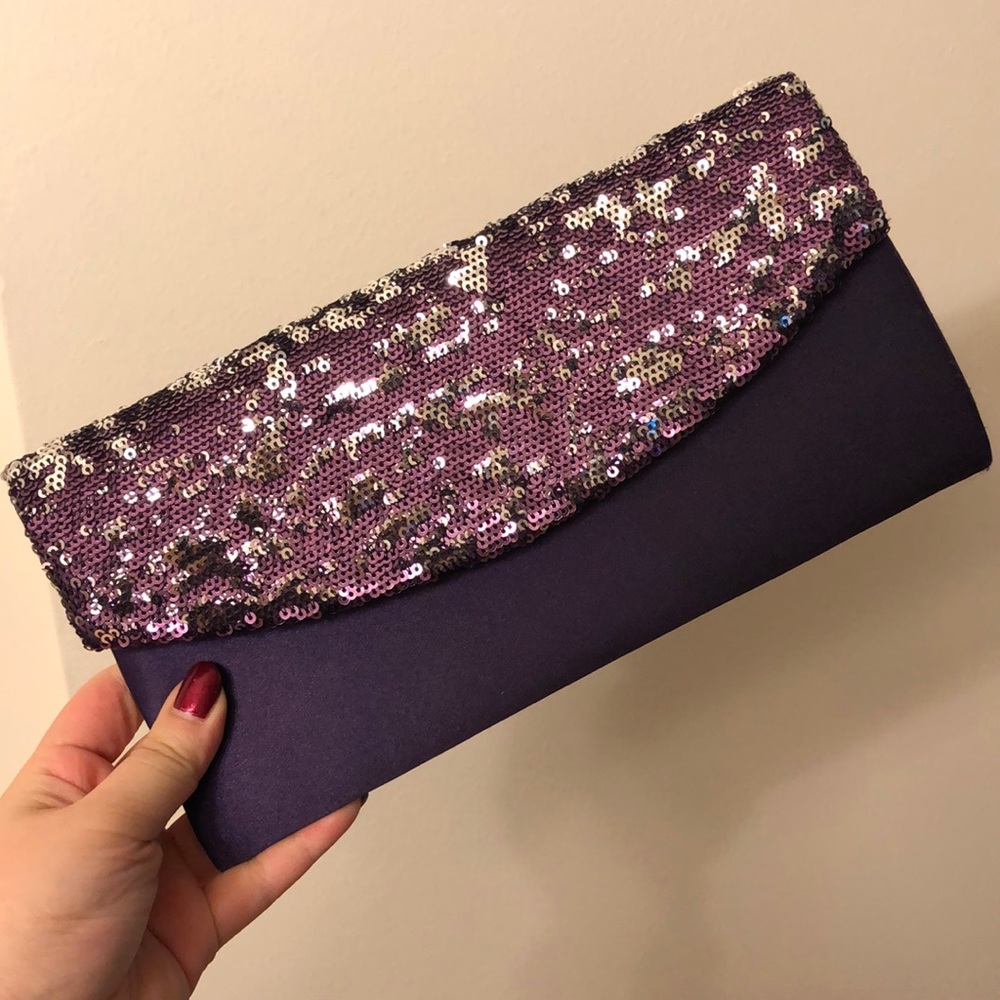 Purple and Silver Sequin Clutch